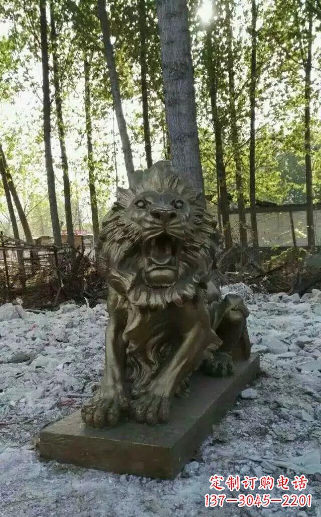 周口卧着的西洋狮子铜雕 (2)