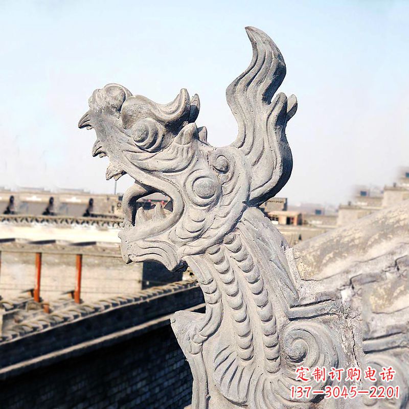 周口屋脊鸱尾螭吻雕塑-古建装饰神兽动物雕塑