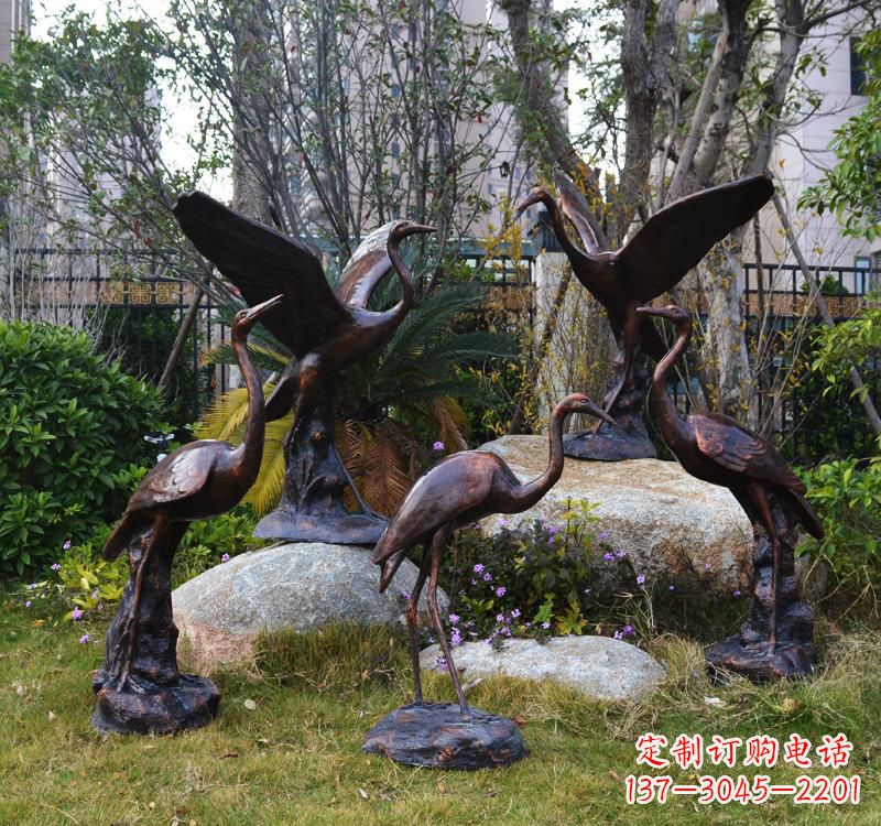 周口仙鹤铜雕塑 (2)