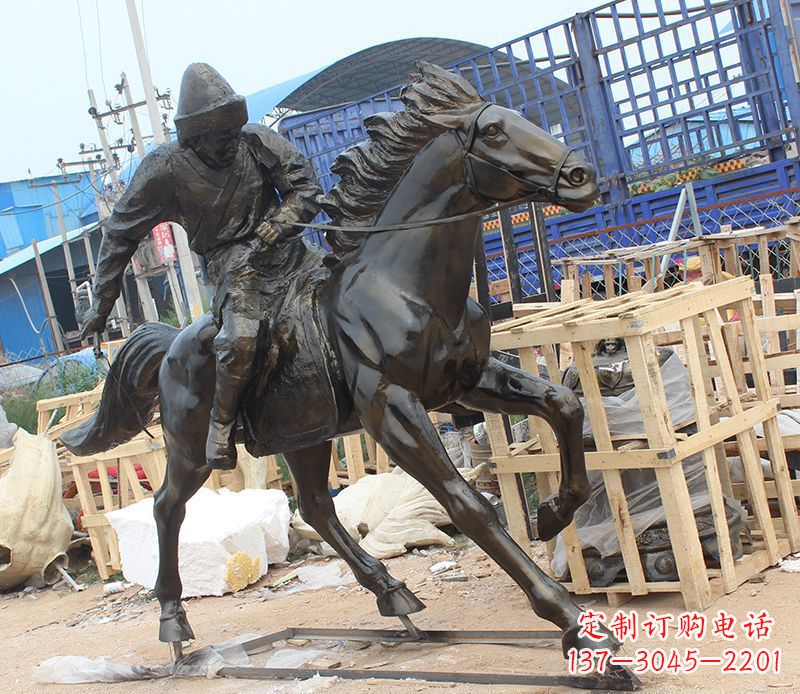 周口现代骑马人物公园景观铜雕