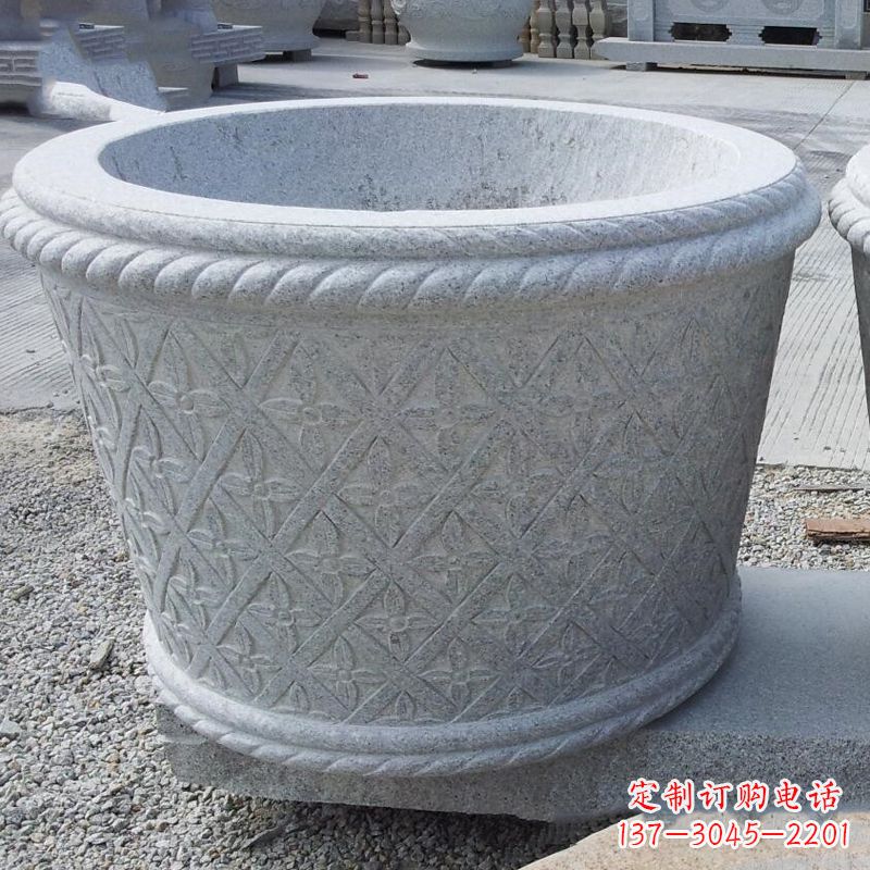 周口现代石雕花盆雕塑