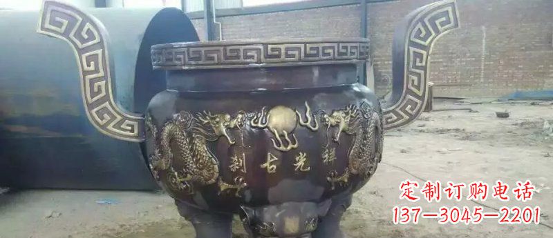 周口祥光古刹寺庙香炉铜雕