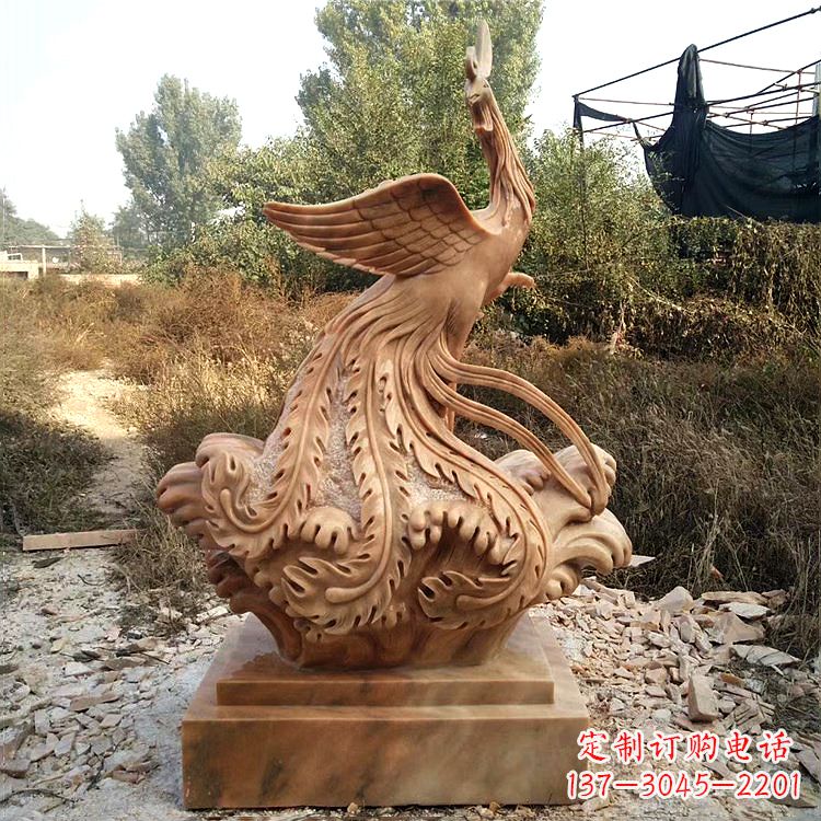 周口祥瑞凤凰晚霞红石雕