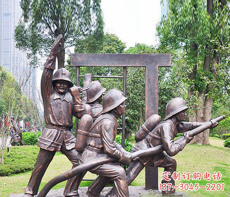 周口消防员人物铜雕 (2)