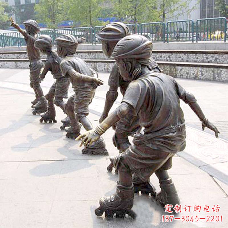 周口小孩滑旱冰广场运动主题雕塑