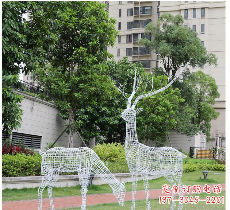 周口小区不锈钢镂空梅花鹿鹿雕塑