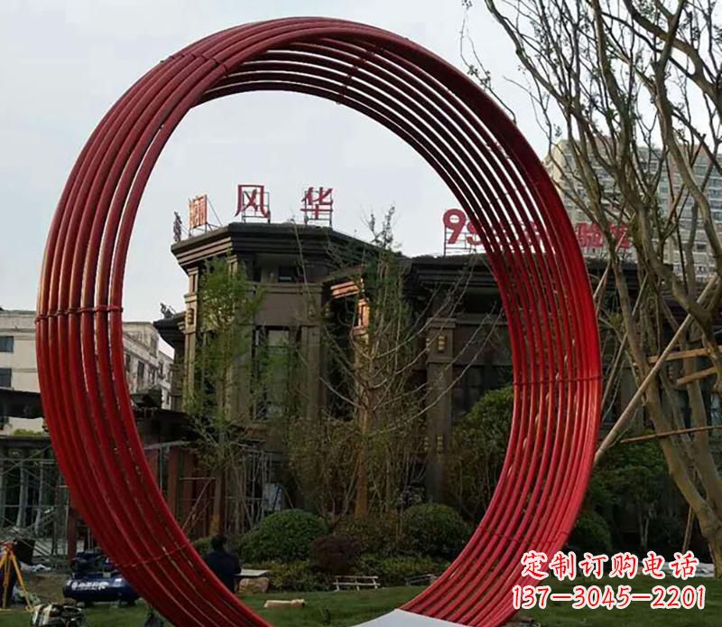 周口小区不锈钢圆环景观雕塑