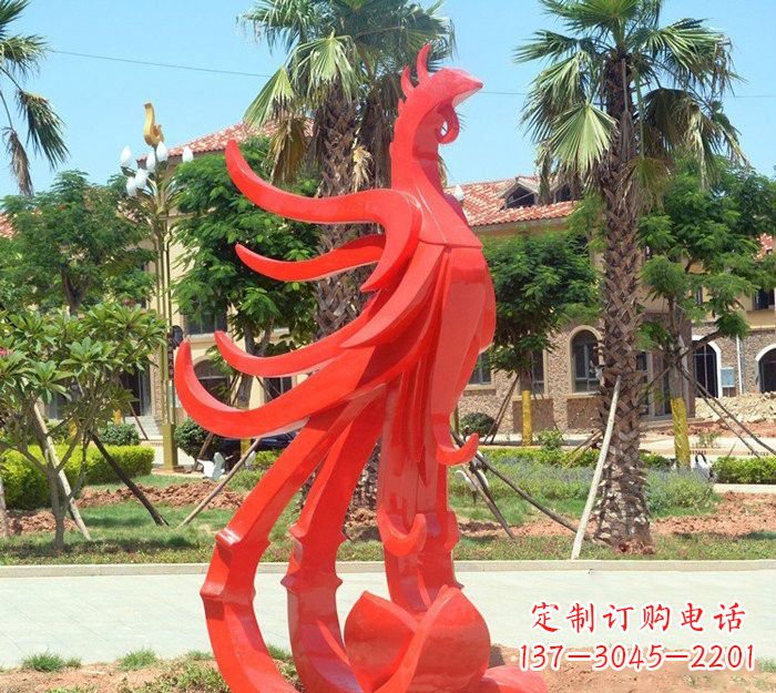 周口小区抽象不锈钢凤凰雕塑