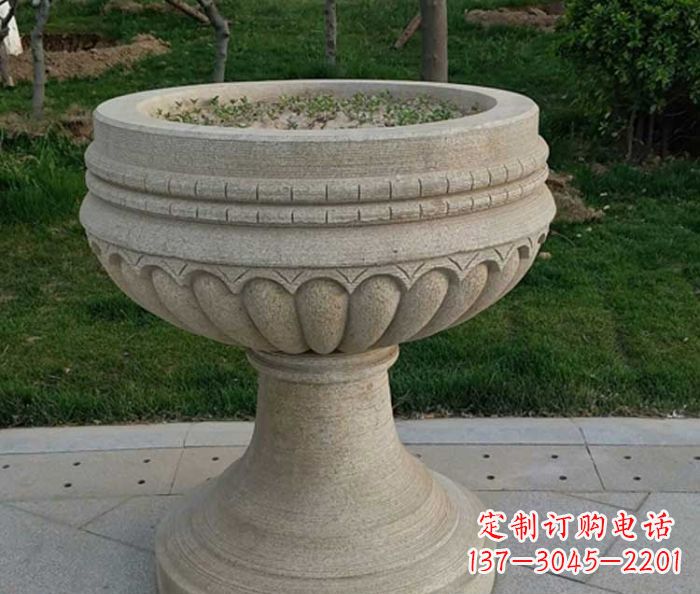 周口小区大理石花盆摆件石雕
