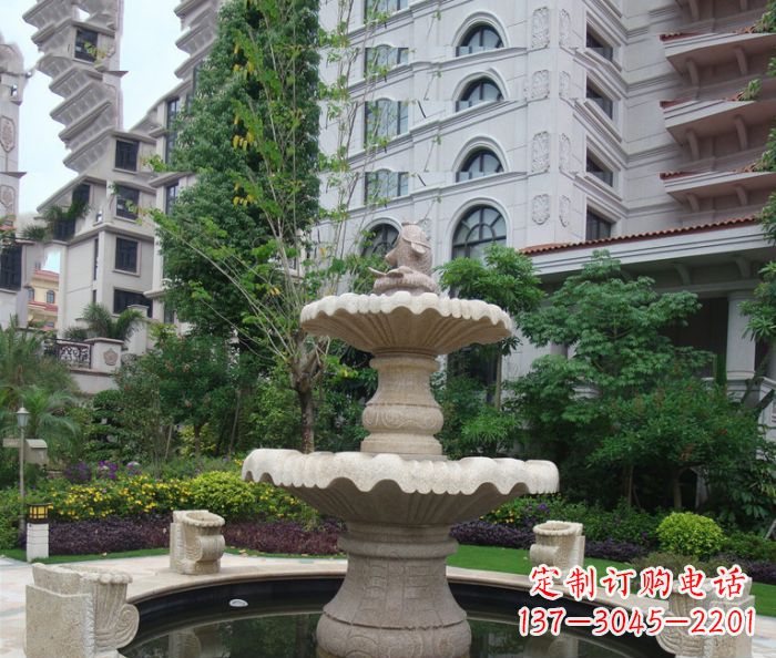周口小区景观大理石鲤鱼喷泉石雕