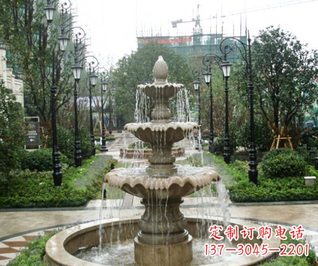 周口小区景观大理石喷泉石雕 (4)