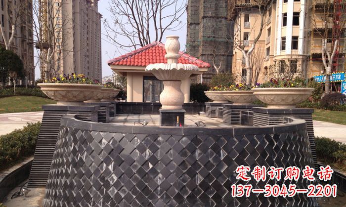 周口小区景观大理石喷泉石雕 (3)