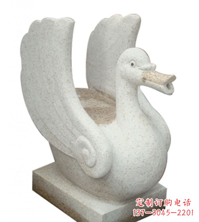 周口小区景观大理石天鹅喷泉石雕 (2)