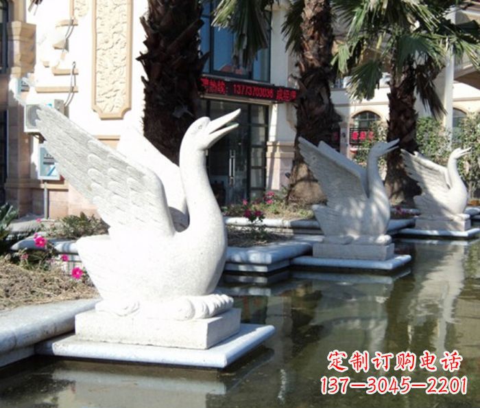 周口小区景观大理石天鹅喷泉石雕