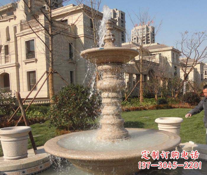 周口小区景观多层喷泉石雕 (2)