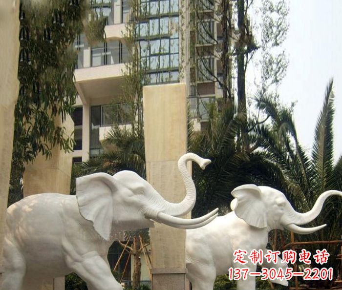 周口小区景观汉白玉大象石雕