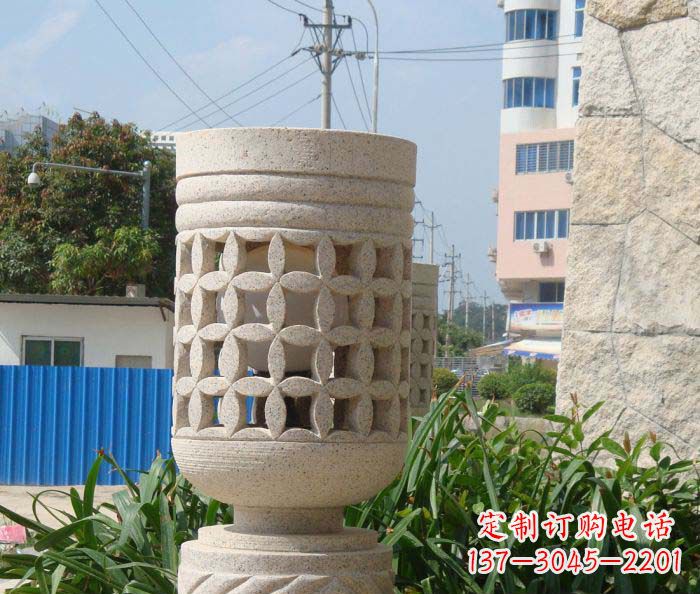 周口小区景观镂空石灯石雕