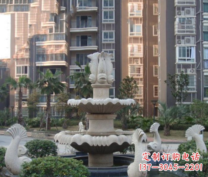 周口小区景观鲤鱼喷泉石雕