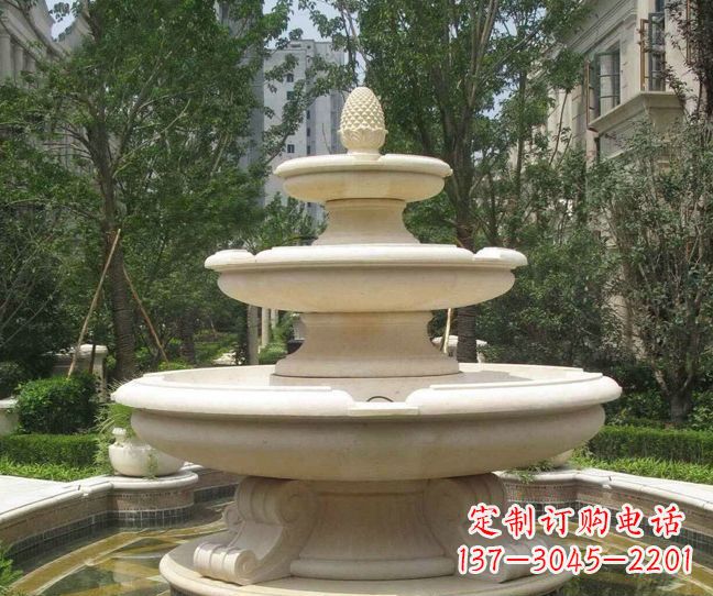 周口小区景观晚霞红多层喷泉石雕