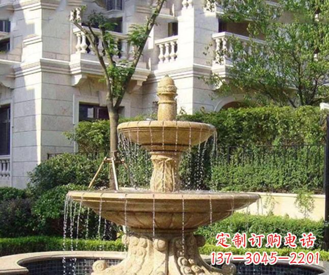 周口小区景观晚霞红多层喷泉石雕 (4)
