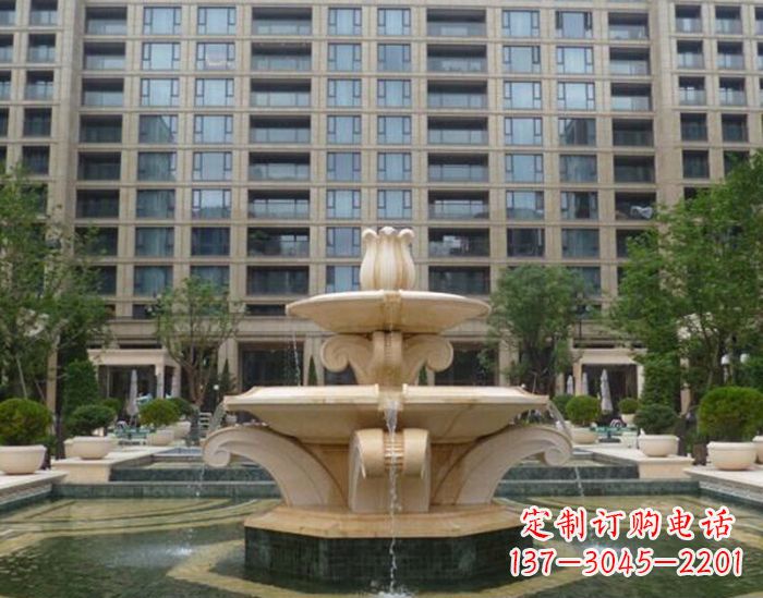 周口小区景观晚霞红喷泉石雕 (2)