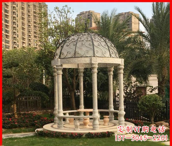 周口小区欧式圆顶凉亭石雕 (2)