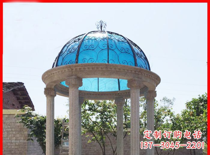 周口小区欧式圆顶凉亭石雕_2