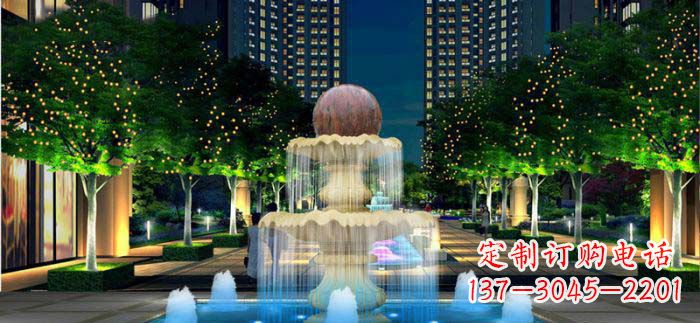 周口小区石来运转风水球石雕喷泉