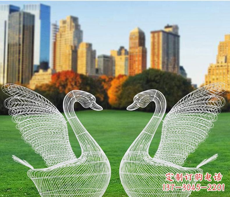周口小区天鹅镂空不锈钢雕塑