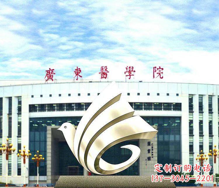 周口校园不锈钢抽象和平鸽雕塑