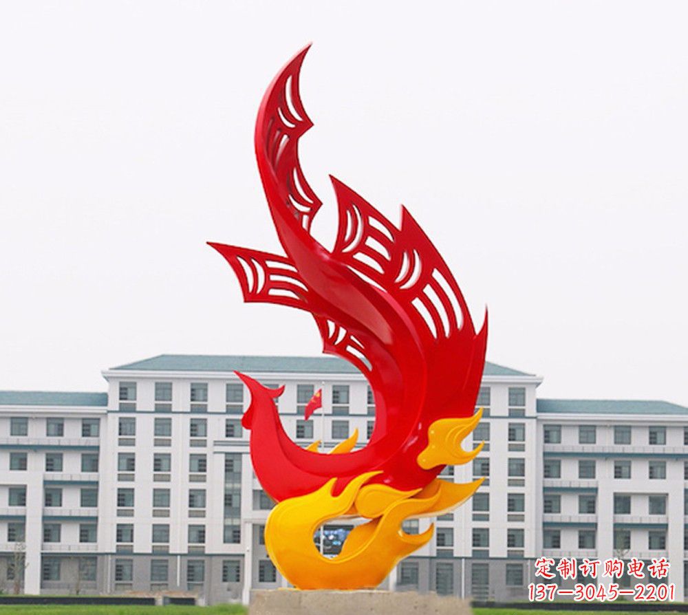 周口校园不锈钢凤凰浴火雕塑