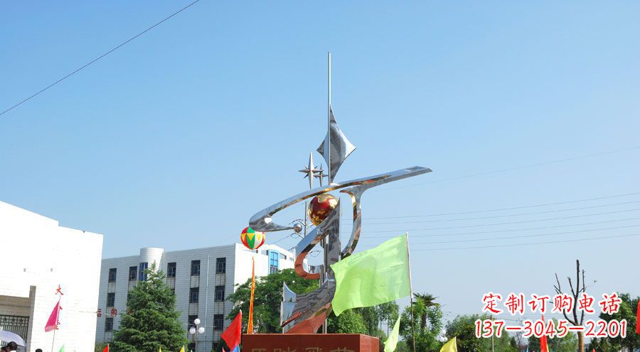 周口校园不锈钢马踏飞燕地球雕塑