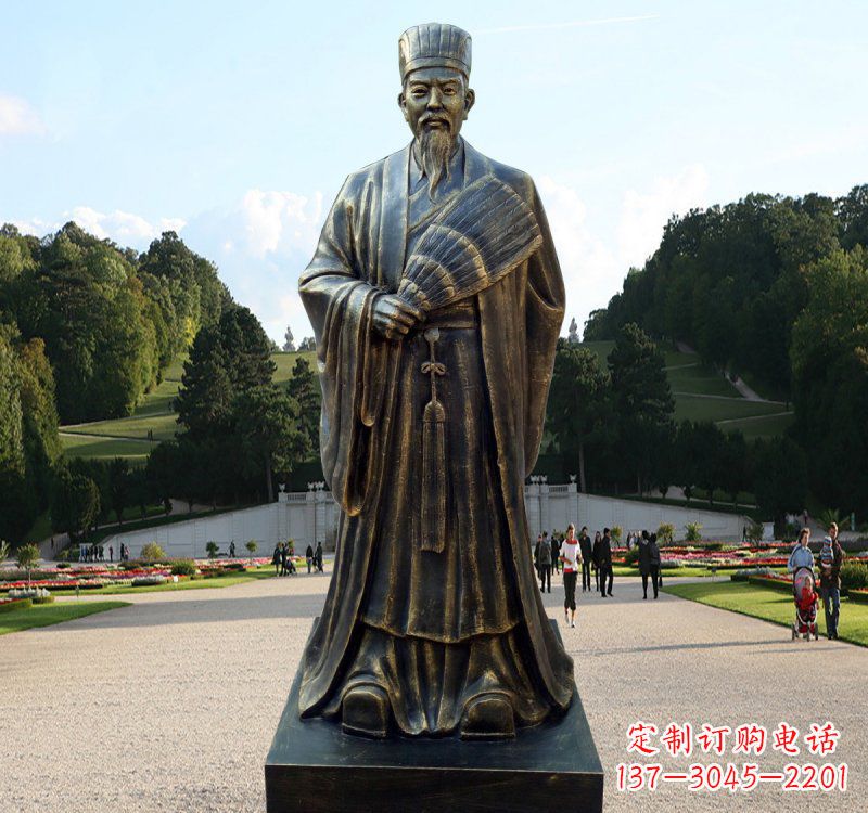 周口校园古代名人诸葛亮铜雕