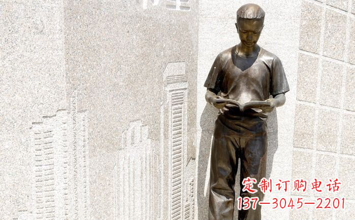 周口校园看书的学生人物铜雕