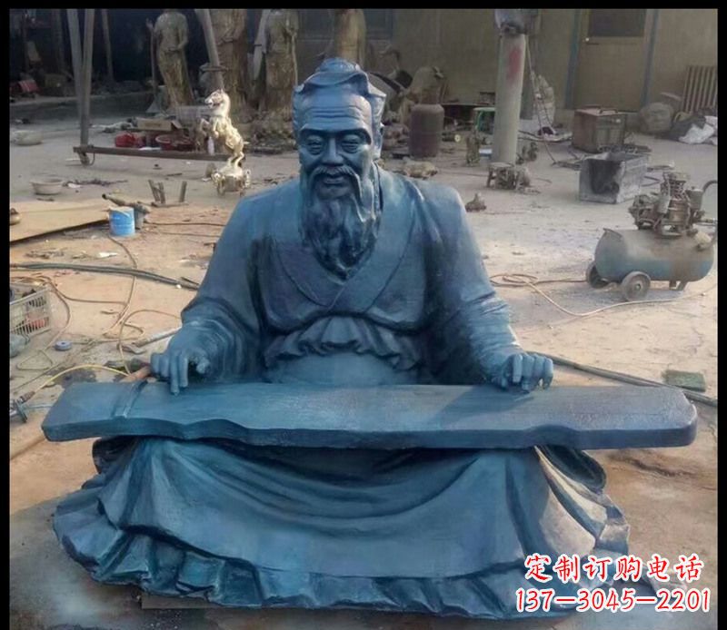 周口校园孔子弹琴铜雕