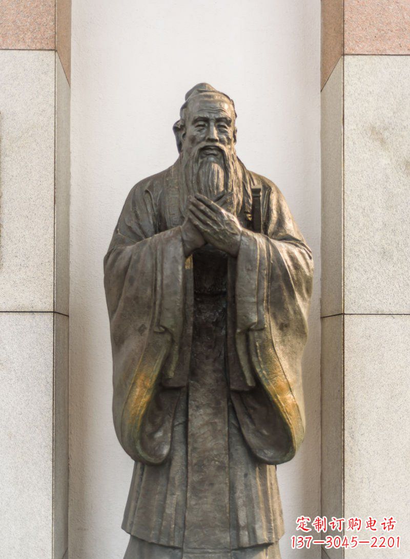 周口校园孔子名人铜雕