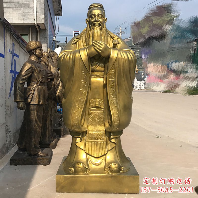 周口校园孔子铜雕像