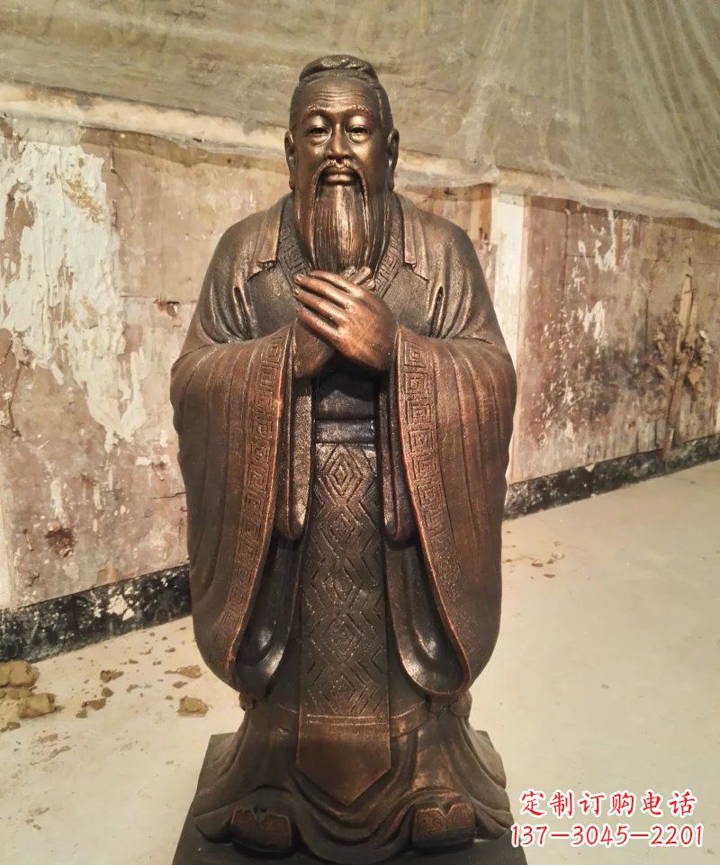 周口校园铸铜孔子名人铜雕
