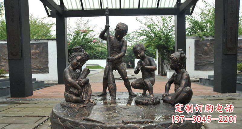 周口写毛笔字的小孩小品铜雕