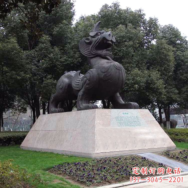周口獬豸神兽雕塑-公园上古神兽景观雕塑