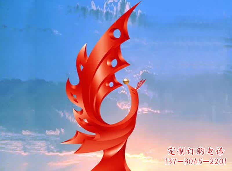 周口学校不锈钢奋进凤凰标志雕塑