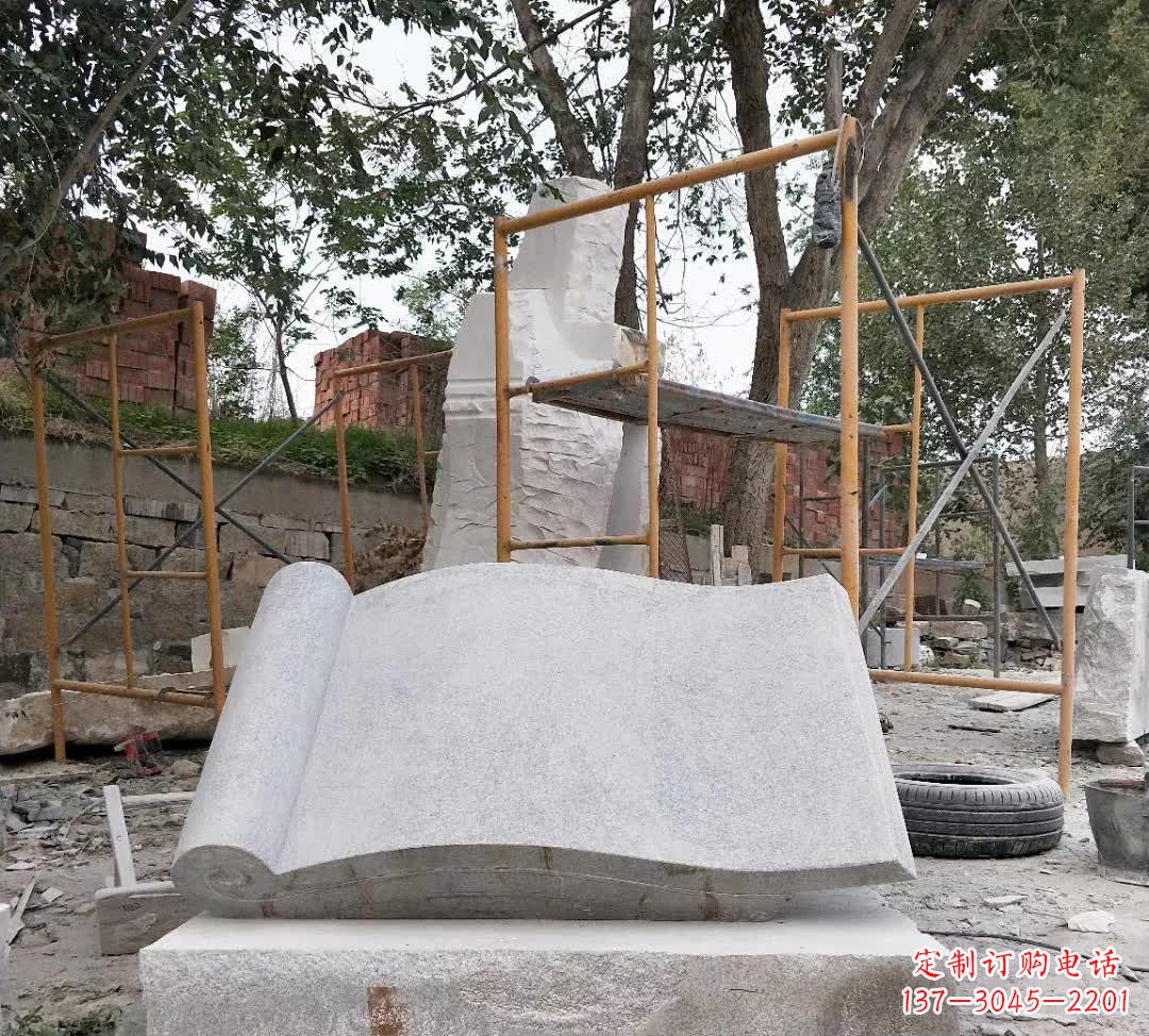 周口学校无字书籍石雕