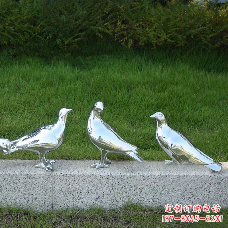 周口银白色不锈钢电镀鸽子雕塑摆件