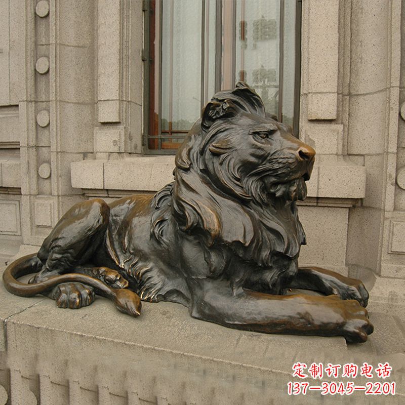 周口银行大门铜雕港币狮子看门动物雕塑