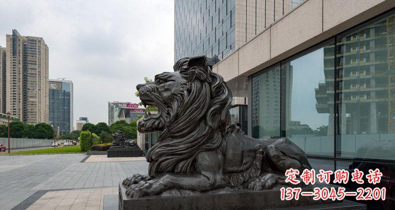 周口银行铜狮子汇丰狮铜雕