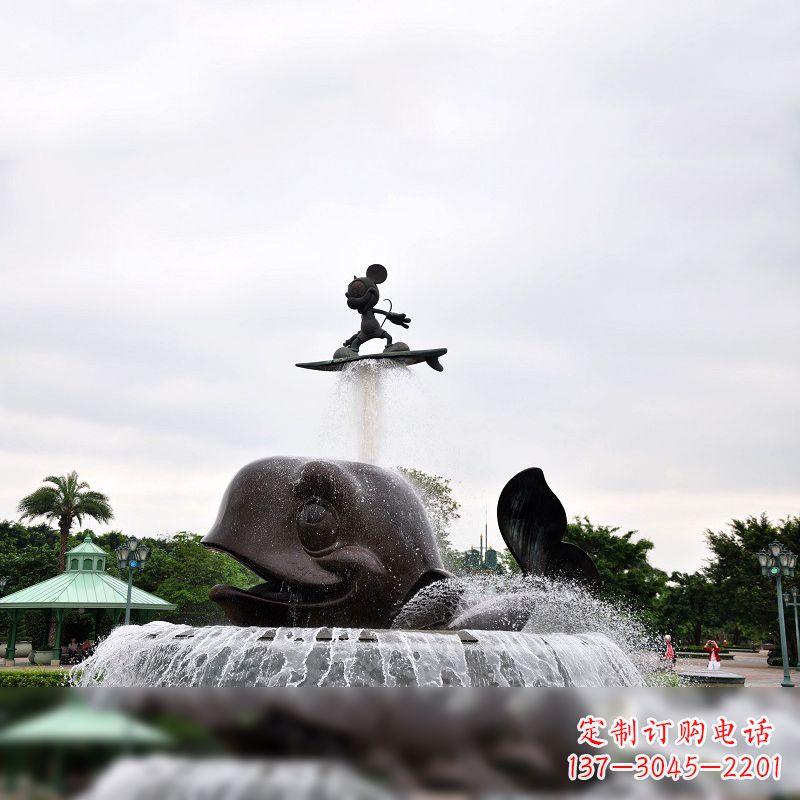 周口鱼和小孩水景喷泉