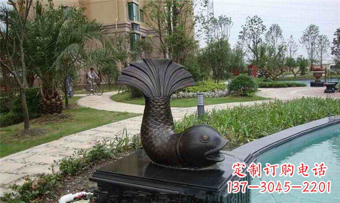 周口鱼式喷泉小区景观铜雕