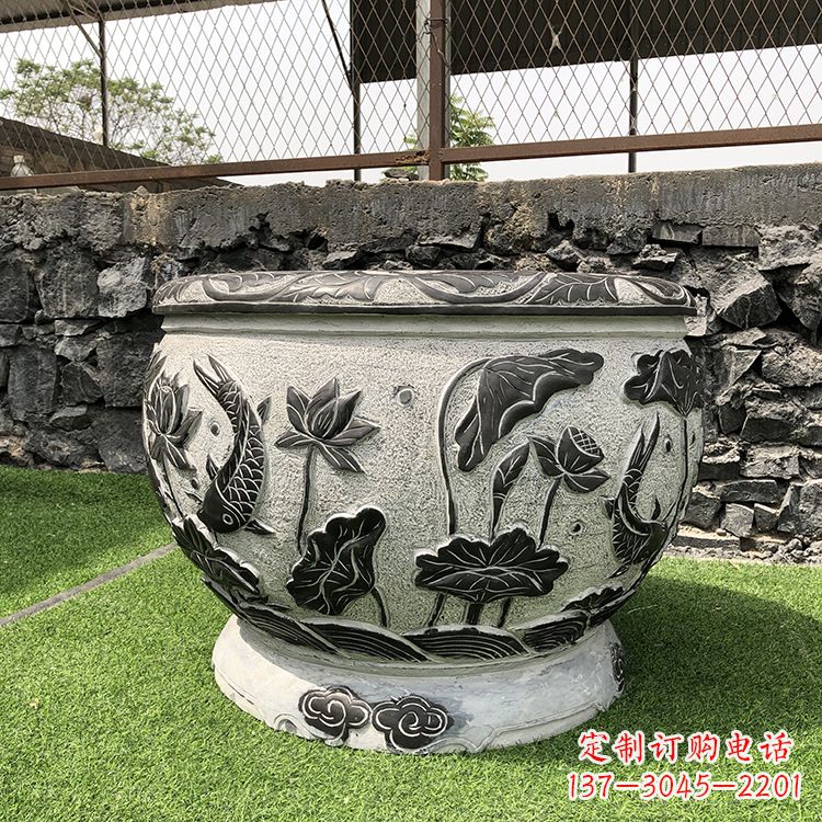 周口鱼纹水缸石雕