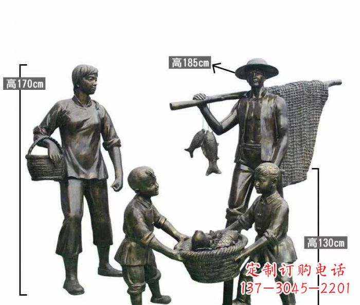 周口渔夫捕鱼民俗铜雕 (3)
