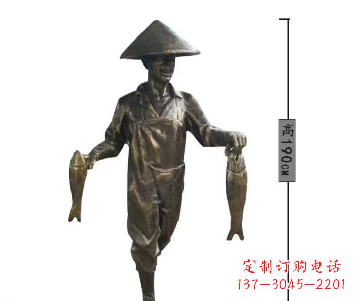 周口渔夫捕鱼民俗铜雕 (2)